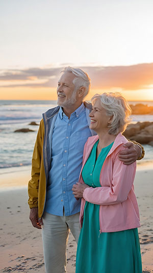 Donna matura sorridente che si gode la vita